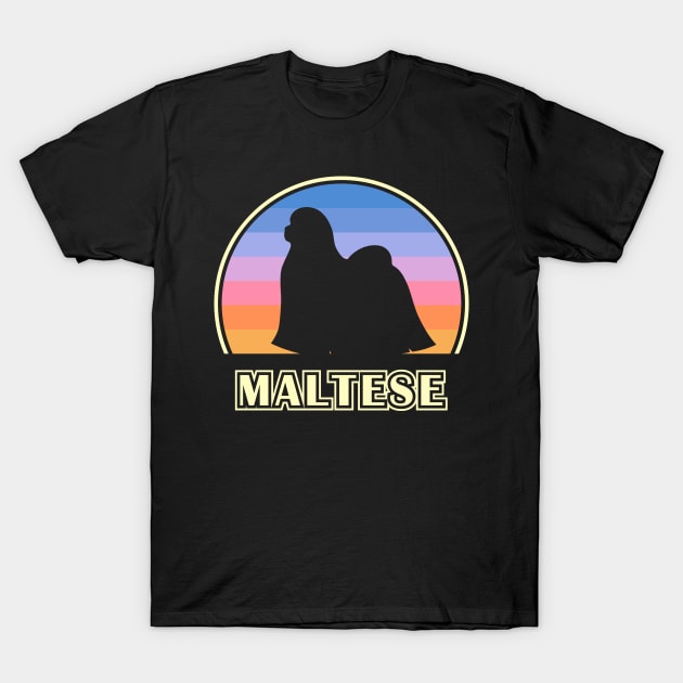 Maltese Vintage Sunset Dog T-Shirt by millersye